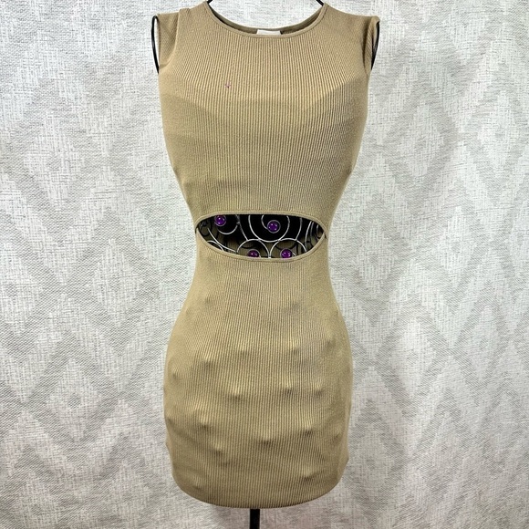 Wilfred Free by Aritzia ribbed cutout dress in heather bone size XS - Picture 2 of 8